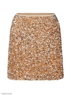High Waisted Sequin Mini Skirt A-Line Sparkly Glitter Party Club